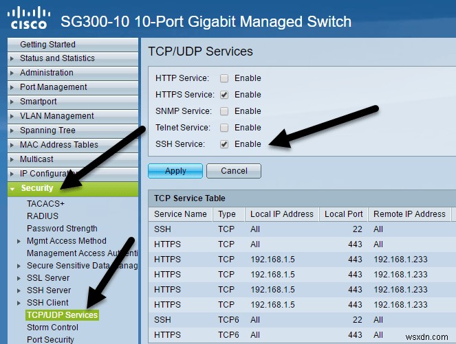 Cách bật quyền truy cập SSH cho thiết bị chuyển mạch Cisco SG300 