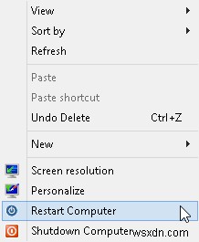Thêm Tắt máy và Khởi động lại vào Menu ngữ cảnh Nhấp chuột phải trong Windows 8 