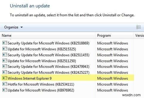 Gỡ cài đặt và cài đặt lại IE trong Windows 7 