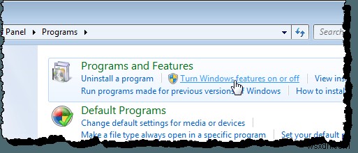 Bật và tắt các tính năng của Windows 