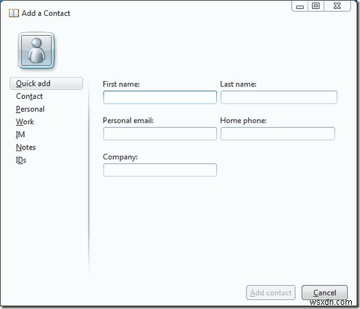 Thêm địa chỉ liên hệ vào sổ địa chỉ Windows Live Mail theo cách thủ công 