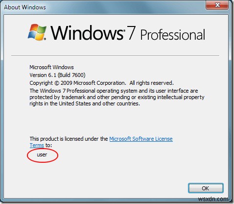 Thay đổi tên chủ sở hữu đã đăng ký trong Windows 7/8/10 