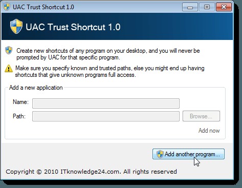 Tắt Kiểm soát tài khoản người dùng (UAC) cho một ứng dụng cụ thể 