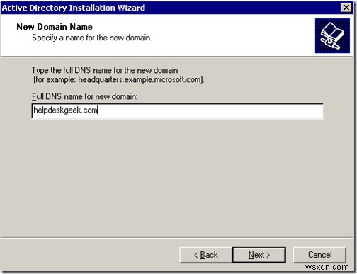 Windows 2003 Active Directory Setup:dcpromo 