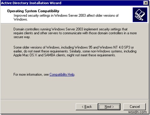 Windows 2003 Active Directory Setup:dcpromo 