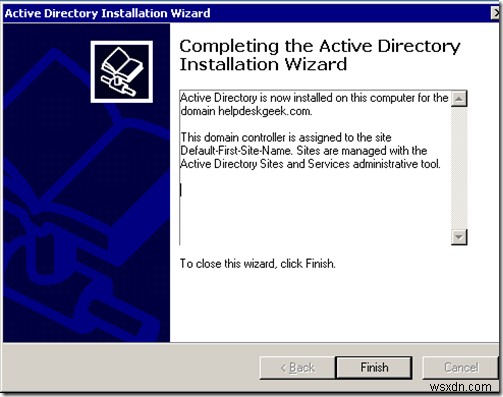 Windows 2003 Active Directory Setup:dcpromo 