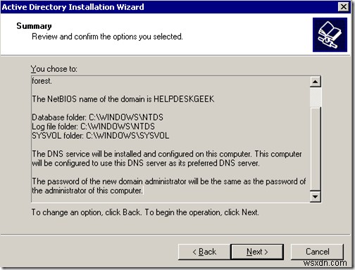 Windows 2003 Active Directory Setup:dcpromo 