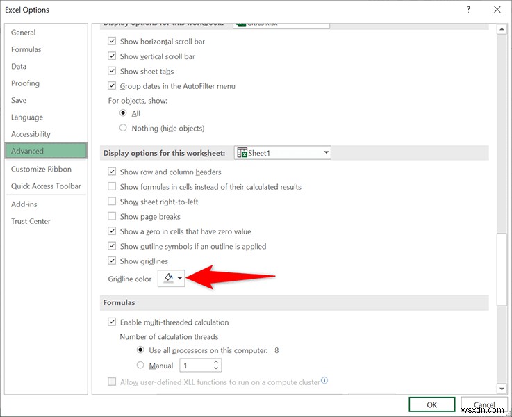 Cách xóa đường lưới trong Excel 