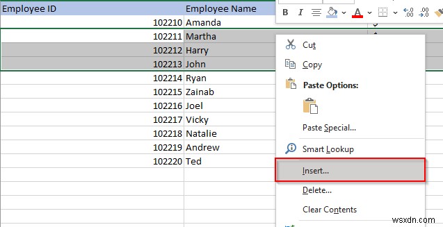 Cách Chèn Nhanh Nhiều Hàng trong Excel 