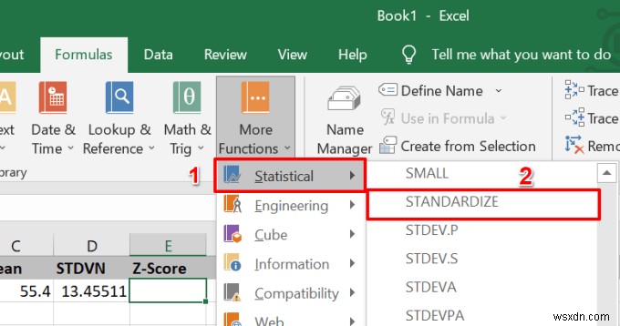 Cách tính điểm Z trong Excel 