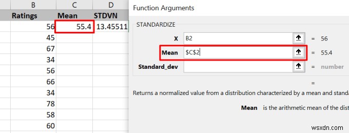 Cách tính điểm Z trong Excel 