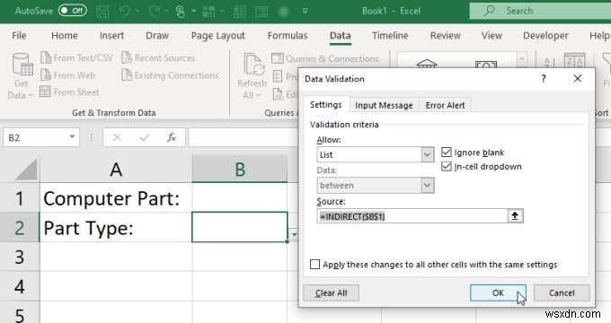 Cách tạo nhiều danh sách thả xuống được liên kết trong Excel 