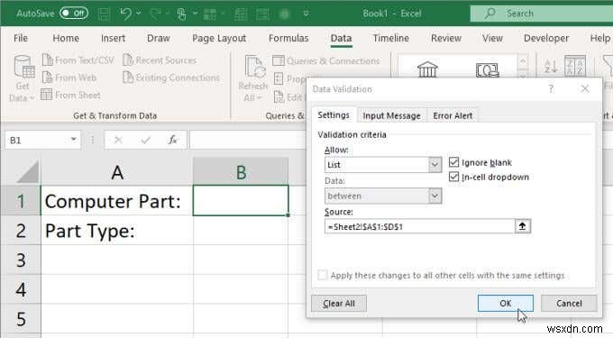 Cách tạo nhiều danh sách thả xuống được liên kết trong Excel 