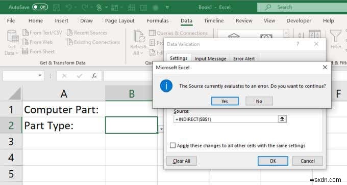 Cách tạo nhiều danh sách thả xuống được liên kết trong Excel 