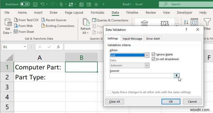 Cách tạo nhiều danh sách thả xuống được liên kết trong Excel 