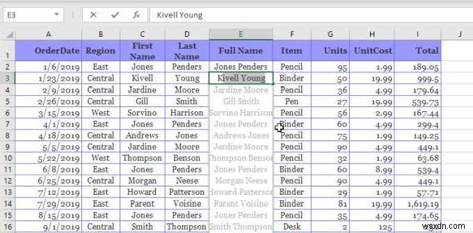 Cách sử dụng Flash Fill trong Excel 