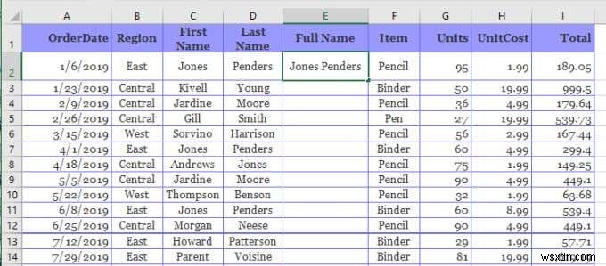 Cách sử dụng Flash Fill trong Excel 