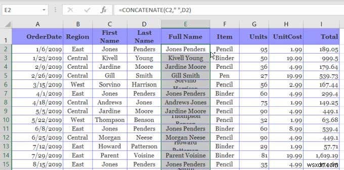 Cách sử dụng Flash Fill trong Excel 