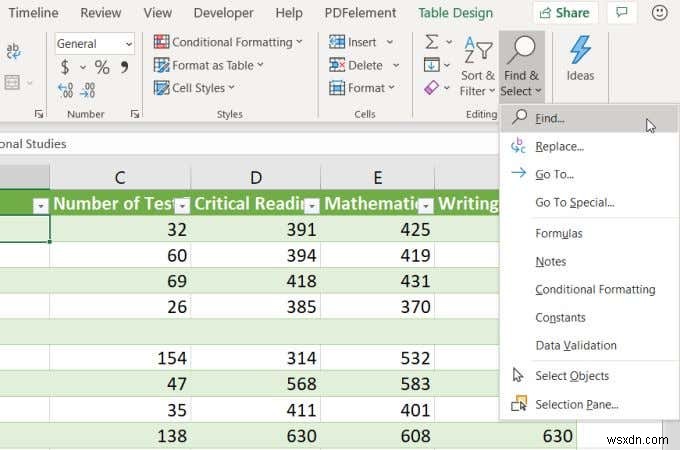 Cách tìm kiếm trong Excel 