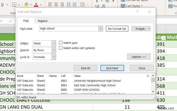 Cách tìm kiếm trong Excel 