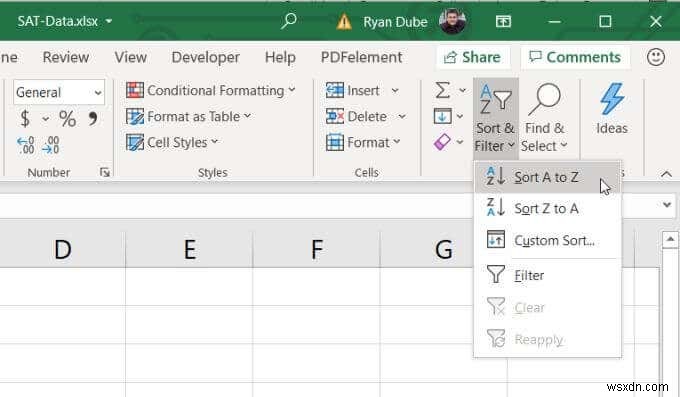 Cách sắp xếp thứ tự bảng chữ cái trong Excel 