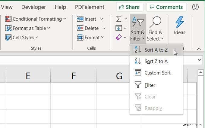 Cách sắp xếp thứ tự bảng chữ cái trong Excel 