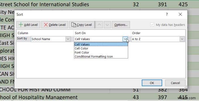 Cách sắp xếp thứ tự bảng chữ cái trong Excel 