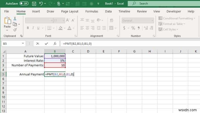 Cách sử dụng hàm PMT trong Excel 