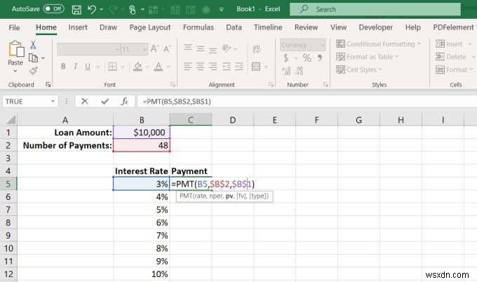 Cách sử dụng hàm PMT trong Excel 