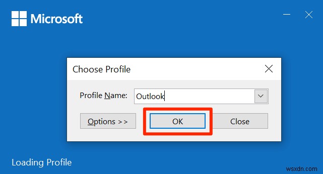 Cách khắc phục Outlook bị kẹt khi tải hồ sơ 