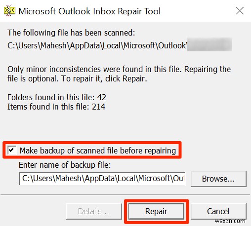 Cách khắc phục Outlook bị kẹt khi tải hồ sơ 