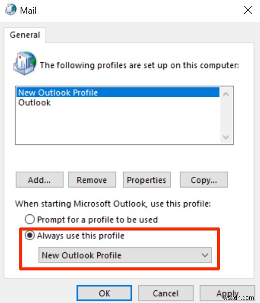 Cách khắc phục Outlook bị kẹt khi tải hồ sơ 