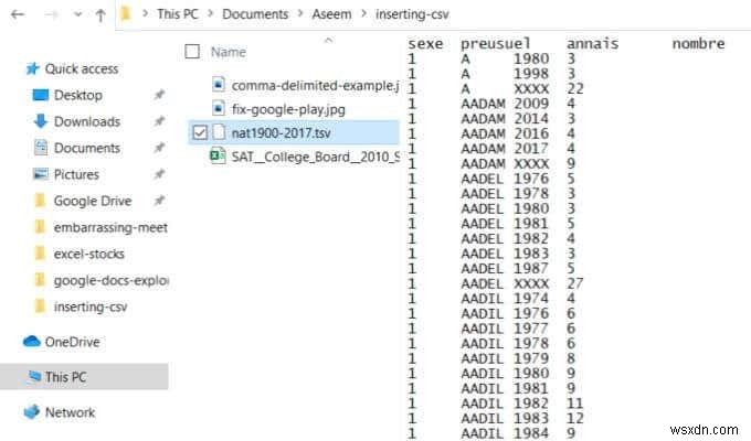 Cách Chèn CSV hoặc TSV vào một trang tính Excel 