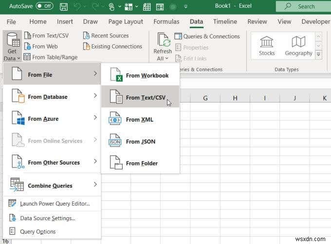 Cách Chèn CSV hoặc TSV vào một trang tính Excel 