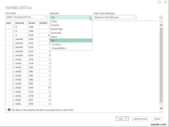 Cách Chèn CSV hoặc TSV vào một trang tính Excel 