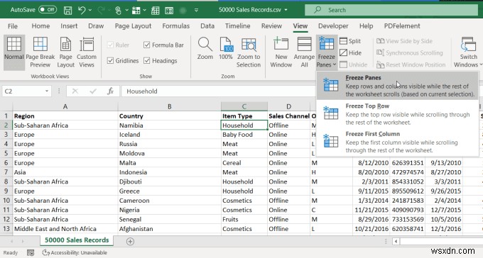 Cách sửa một hàng trong Excel 