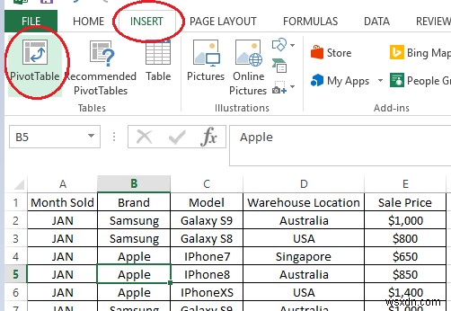 Cách tạo một bảng tổng hợp đơn giản trong Excel 