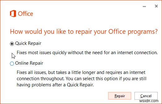 Cách sửa chữa mọi phiên bản Microsoft Office 