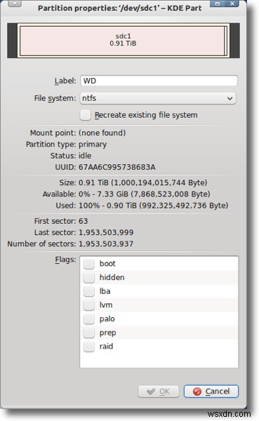 Chỉnh sửa phân vùng với Trình quản lý phân vùng KDE 