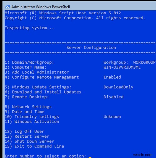 Các lệnh cơ bản để định cấu hình và quản lý Windows Server Core 