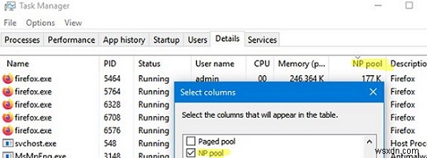 Mức sử dụng bộ nhớ hồ bơi không phân trang cao (Rò rỉ) trong Windows 
