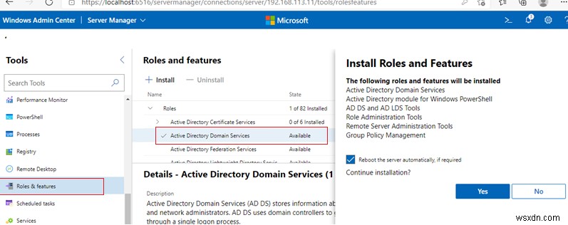 Windows Server Core:Cài đặt Bộ điều khiển miền Active Directory 