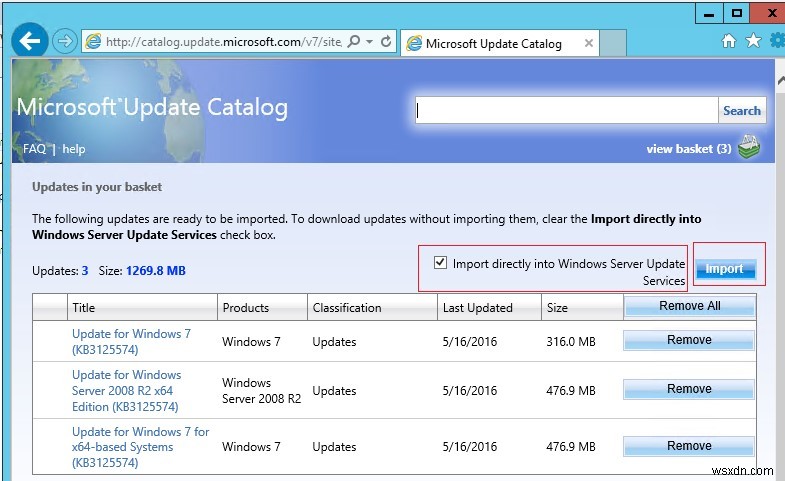 Làm thế nào để Nhập (Thêm) Cập nhật theo cách thủ công vào WSUS từ Danh mục Microsoft Update? 