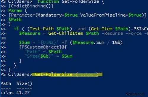 PowerShell:Lấy kích thước thư mục trên đĩa trong Windows 