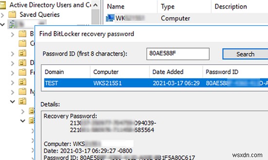 Lưu trữ các khóa khôi phục BitLocker trong Active Directory 