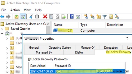 Lưu trữ các khóa khôi phục BitLocker trong Active Directory 