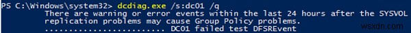 Kiểm tra tình trạng và sao chép của bộ điều khiển miền Active Directory 