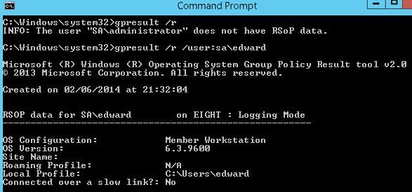 Sử dụng lệnh GPResult để kiểm tra dữ liệu GPO và RSoP được áp dụng 