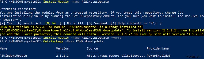 Quản lý các bản cập nhật Windows với PSWindowsUpdate PowerShell Module 