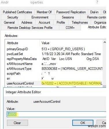 Chuyển đổi các giá trị thuộc tính UserAccountControl trong Active Directory 